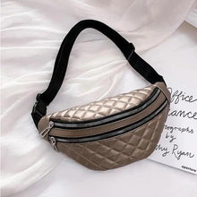 将图片加载到图库查看器，Luxury Black  PU Leather Fashion Women Waist Bag Waterproof Fanny Pack Beautiful Design Fanny Pack Cool Travel Waist Bag
