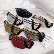 将图片加载到图库查看器，Luxury Black  PU Leather Fashion Women Waist Bag Waterproof Fanny Pack Beautiful Design Fanny Pack Cool Travel Waist Bag

