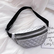 将图片加载到图库查看器，Luxury Black  PU Leather Fashion Women Waist Bag Waterproof Fanny Pack Beautiful Design Fanny Pack Cool Travel Waist Bag
