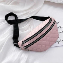 将图片加载到图库查看器，Luxury Black  PU Leather Fashion Women Waist Bag Waterproof Fanny Pack Beautiful Design Fanny Pack Cool Travel Waist Bag
