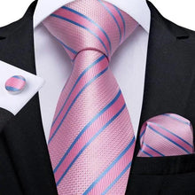 Load image into Gallery viewer, Luxury Blue Silk Design Wedding Tie For Men Necktie Pocket Square Cufflink Set Formal Business Meeting Necktie For Men
