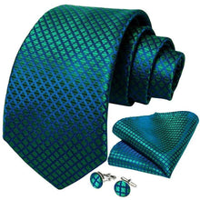 Load image into Gallery viewer, Luxury Blue Silk Design Wedding Tie For Men Necktie Pocket Square Cufflink Set Formal Business Meeting Necktie For Men
