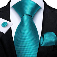 Load image into Gallery viewer, Luxury Blue Silk Design Wedding Tie For Men Necktie Pocket Square Cufflink Set Formal Business Meeting Necktie For Men
