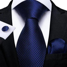 Load image into Gallery viewer, Luxury Blue Silk Design Wedding Tie For Men Necktie Pocket Square Cufflink Set Formal Business Meeting Necktie For Men
