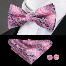 将图片加载到图库查看器，Luxury Butterfly Beige Silk Bow Ties For Men Gentlemens Cufflinks Set Elegant Design Wedding Party Bowties For Tuxedo Excellent Gift For Prom
