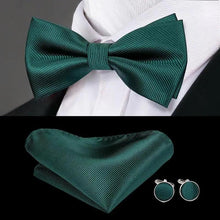 将图片加载到图库查看器，Luxury Butterfly Beige Silk Bow Ties For Men Gentlemens Cufflinks Set Elegant Design Wedding Party Bowties For Tuxedo Excellent Gift For Prom
