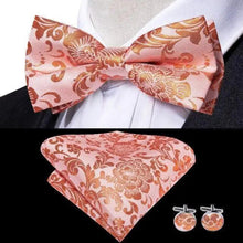 将图片加载到图库查看器，Luxury Butterfly Beige Silk Bow Ties For Men Gentlemens Cufflinks Set Elegant Design Wedding Party Bowties For Tuxedo Excellent Gift For Prom
