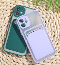Load image into Gallery viewer, Luxury Card Holder Wallet Case For iPhone 11 Pro Max 12 Mini X XR 7 8 Plus XS Max Hard Solid Color Clear Protection Cover  Soft Silicone Shockproof Back Cover
