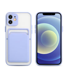 Load image into Gallery viewer, Luxury Card Holder Wallet Case For iPhone 11 Pro Max 12 Mini X XR 7 8 Plus XS Max Hard Solid Color Clear Protection Cover  Soft Silicone Shockproof Back Cover
