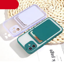 Load image into Gallery viewer, Luxury Card Holder Wallet Case For iPhone 11 Pro Max 12 Mini X XR 7 8 Plus XS Max Hard Solid Color Clear Protection Cover  Soft Silicone Shockproof Back Cover
