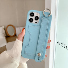 将图片加载到图库查看器，Luxury Card Holder Wrist Strap Leather Wallet Case For iphone 12 13 14 14pro 13Pro Max Mini Protective Cover Wallet Case With Leather Adjustable Hand Strap Phone Cover
