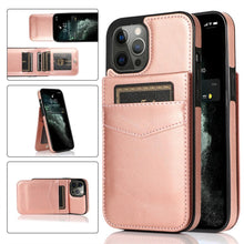 将图片加载到图库查看器，Luxury Cards Case For iPhone 14 13 12 Mini 11 Pro Max Durable Leather Strong Stand Holder Phone Cover Magnetic Flip Case For Women Girls With Card Holder Secure Card Holder
