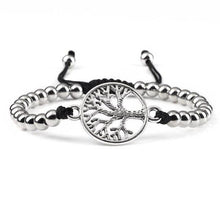 将图片加载到图库查看器，Luxury Copper Beads Pendant Beaded Bracelet Adjustable Life Tree Word Heart Shape Alloy Charm Bangles Couple Wrist Gold Bracelets For Women Bracelet Set Stretch Stackable Bracelets

