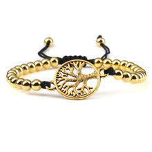 将图片加载到图库查看器，Luxury Copper Beads Pendant Beaded Bracelet Adjustable Life Tree Word Heart Shape Alloy Charm Bangles Couple Wrist Gold Bracelets For Women Bracelet Set Stretch Stackable Bracelets
