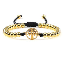 将图片加载到图库查看器，Luxury Copper Beads Pendant Beaded Bracelet Adjustable Life Tree Word Heart Shape Alloy Charm Bangles Couple Wrist Gold Bracelets For Women Bracelet Set Stretch Stackable Bracelets
