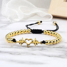 将图片加载到图库查看器，Luxury Copper Beads Pendant Beaded Bracelet Adjustable Life Tree Word Heart Shape Alloy Charm Bangles Couple Wrist Gold Bracelets For Women Bracelet Set Stretch Stackable Bracelets
