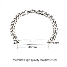 将图片加载到图库查看器，Luxury Couple Heart-Shaped Bracelet For Couples Stainless Steel Chain Mens And Womens Charm Stainless Steel Chain Bracelet Silver Fashion Cuban Link Adjustable Bracelet

