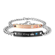 Load image into Gallery viewer, Luxury Couple Titanium Steel Alloy King Queen Bracelet Alloy Pendant Lover Letter Bracelet Attraction Distance Relationship Couples Bracelet For Men Women Bracelets Matching Link Chain Elegant Bracelets
