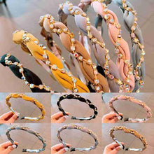 Load image into Gallery viewer, Luxury Crystal Rhinestone Cross Hair Bands For Girls Women Chiffon Stylish Headwear Korean Hair Bands Hoop New Fashion Gorgeous Hair Accessories For Women
