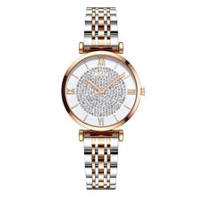 将图片加载到图库查看器，Luxury Crystal Women Bracelet Watches Fashion Diamond Quartz Watch Steel Wristwatch Stainless Steel Metal Women's Wrist Watch Two Tone Fashion Elegant Diamond Analog Quartz Watch Gift For Woman
