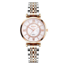 将图片加载到图库查看器，Luxury Crystal Women Bracelet Watches Fashion Diamond Quartz Watch Steel Wristwatch Stainless Steel Metal Women's Wrist Watch Two Tone Fashion Elegant Diamond Analog Quartz Watch Gift For Woman
