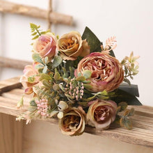 将图片加载到图库查看器，Luxury Fake Flowers Artificial Silk Roses High Quality Big Bouquet For Office Parties Bridal and Wedding Decoration Artificial Rose Flowers Bouquet Silk Flowers Rose for Home Bridal Wedding Party Festival Decor
