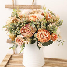 将图片加载到图库查看器，Luxury Fake Flowers Artificial Silk Roses High Quality Big Bouquet For Office Parties Bridal and Wedding Decoration Artificial Rose Flowers Bouquet Silk Flowers Rose for Home Bridal Wedding Party Festival Decor
