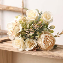 将图片加载到图库查看器，Luxury Fake Flowers Artificial Silk Roses High Quality Big Bouquet For Office Parties Bridal and Wedding Decoration Artificial Rose Flowers Bouquet Silk Flowers Rose for Home Bridal Wedding Party Festival Decor
