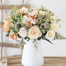 将图片加载到图库查看器，Luxury Fake Flowers Artificial Silk Roses High Quality Big Bouquet For Office Parties Bridal and Wedding Decoration Artificial Rose Flowers Bouquet Silk Flowers Rose for Home Bridal Wedding Party Festival Decor
