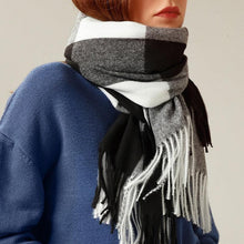 将图片加载到图库查看器，Luxury Fashion Autumn Winter Soft Warm Scarf Plaid Colorful Hijabs Cashmere Scarves Warm Soft Bandana Women's Lightweight Scarves Elegant Echarpe  Escharpe Soft Wool Elegant Tassel For Women
