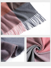 将图片加载到图库查看器，Luxury Fashion Autumn Winter Soft Warm Scarf Plaid Colorful Hijabs Cashmere Scarves Warm Soft Bandana Women's Lightweight Scarves Elegant Echarpe  Escharpe Soft Wool Elegant Tassel For Women
