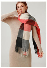 将图片加载到图库查看器，Luxury Fashion Autumn Winter Soft Warm Scarf Plaid Colorful Hijabs Cashmere Scarves Warm Soft Bandana Women's Lightweight Scarves Elegant Echarpe  Escharpe Soft Wool Elegant Tassel For Women
