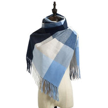 将图片加载到图库查看器，Luxury Fashion Autumn Winter Soft Warm Scarf Plaid Colorful Hijabs Cashmere Scarves Warm Soft Bandana Women's Lightweight Scarves Elegant Echarpe  Escharpe Soft Wool Elegant Tassel For Women
