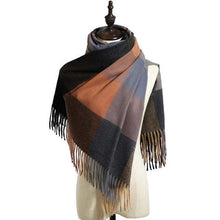 将图片加载到图库查看器，Luxury Fashion Autumn Winter Soft Warm Scarf Plaid Colorful Hijabs Cashmere Scarves Warm Soft Bandana Women's Lightweight Scarves Elegant Echarpe  Escharpe Soft Wool Elegant Tassel For Women
