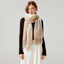 将图片加载到图库查看器，Luxury Fashion Autumn Winter Soft Warm Scarf Plaid Colorful Hijabs Cashmere Scarves Warm Soft Bandana Women's Lightweight Scarves Elegant Echarpe  Escharpe Soft Wool Elegant Tassel For Women

