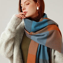 将图片加载到图库查看器，Luxury Fashion Autumn Winter Soft Warm Scarf Plaid Colorful Hijabs Cashmere Scarves Warm Soft Bandana Women's Lightweight Scarves Elegant Echarpe  Escharpe Soft Wool Elegant Tassel For Women
