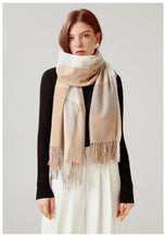 将图片加载到图库查看器，Luxury Fashion Autumn Winter Soft Warm Scarf Plaid Colorful Hijabs Cashmere Scarves Warm Soft Bandana Women's Lightweight Scarves Elegant Echarpe  Escharpe Soft Wool Elegant Tassel For Women

