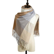 将图片加载到图库查看器，Luxury Fashion Autumn Winter Soft Warm Scarf Plaid Colorful Hijabs Cashmere Scarves Warm Soft Bandana Women's Lightweight Scarves Elegant Echarpe  Escharpe Soft Wool Elegant Tassel For Women
