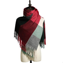 将图片加载到图库查看器，Luxury Fashion Autumn Winter Soft Warm Scarf Plaid Colorful Hijabs Cashmere Scarves Warm Soft Bandana Women's Lightweight Scarves Elegant Echarpe  Escharpe Soft Wool Elegant Tassel For Women
