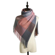 将图片加载到图库查看器，Luxury Fashion Autumn Winter Soft Warm Scarf Plaid Colorful Hijabs Cashmere Scarves Warm Soft Bandana Women's Lightweight Scarves Elegant Echarpe  Escharpe Soft Wool Elegant Tassel For Women
