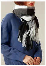 将图片加载到图库查看器，Luxury Fashion Autumn Winter Soft Warm Scarf Plaid Colorful Hijabs Cashmere Scarves Warm Soft Bandana Women's Lightweight Scarves Elegant Echarpe  Escharpe Soft Wool Elegant Tassel For Women
