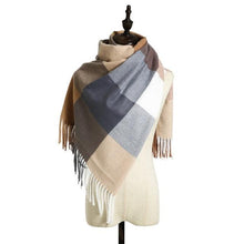 将图片加载到图库查看器，Luxury Fashion Autumn Winter Soft Warm Scarf Plaid Colorful Hijabs Cashmere Scarves Warm Soft Bandana Women's Lightweight Scarves Elegant Echarpe  Escharpe Soft Wool Elegant Tassel For Women
