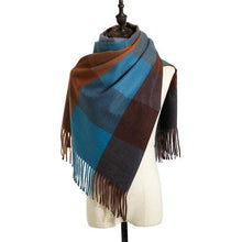 将图片加载到图库查看器，Luxury Fashion Autumn Winter Soft Warm Scarf Plaid Colorful Hijabs Cashmere Scarves Warm Soft Bandana Women's Lightweight Scarves Elegant Echarpe  Escharpe Soft Wool Elegant Tassel For Women
