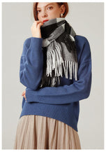 将图片加载到图库查看器，Luxury Fashion Autumn Winter Soft Warm Scarf Plaid Colorful Hijabs Cashmere Scarves Warm Soft Bandana Women's Lightweight Scarves Elegant Echarpe  Escharpe Soft Wool Elegant Tassel For Women
