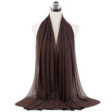 Load image into Gallery viewer, Luxury Fashion Long Soft Solid Chiffon Scarf Head Wrap Echarpe Shawl Lightweight Headscarf Instant Ready To Wear Elegant Hijab Scarf Wrap Muslim Shawl Islamic Hijabs Arab Wrap Head Scarves For Women
