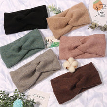 Load image into Gallery viewer, Luxury Fashion Winter Soft Solid Color Elastic Elegant Wide Knitting Cross Lightweight Headband Yoga Turban Bandage Bandanas Hair Bands For Women

