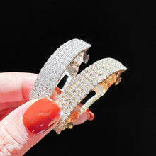 Load image into Gallery viewer, Luxury Full Rhinestone Crystals Gold Silver Ponytail Holder Buckle Hair Clips Elegant Women Sparkly Semicircle Metal Spring Hair Clips Barrette Accessories for Women
