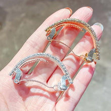 Load image into Gallery viewer, Luxury Full Rhinestone Crystals Gold Silver Ponytail Holder Buckle Hair Clips Elegant Women Sparkly Semicircle Metal Spring Hair Clips Barrette Accessories for Women
