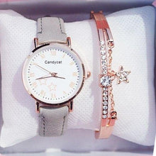 Load image into Gallery viewer, Luxury Girl Watch Student High School Small Fresh Watch Pink Cute Star Starry Sky Casual Leather Female Wrist Watch Leather Band Thin Minimalist Casual Simple Dress Watch
