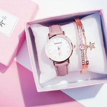 Load image into Gallery viewer, Luxury Girl Watch Student High School Small Fresh Watch Pink Cute Star Starry Sky Casual Leather Female Wrist Watch Leather Band Thin Minimalist Casual Simple Dress Watch
